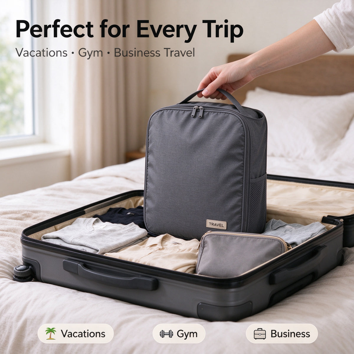 👟✨ SWEEIM Travel Shoe Storage Bags | Protective Organizer for Shoes, Slippers & Small Essentials | Dust-Resistant Lightweight Design with Easy Zip Closure | Helps Keep Luggage Clean & Organized | Perfect for Vacations, Gym & Business Trips