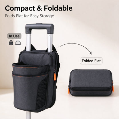 🥤✨ SWEEIM Foldable Luggage Cup Holder | Hands-Free Drink & Small-Item Organizer for Suitcase Handles | Multi-Pocket Travel Storage Design | Compact Foldable & Easy to Attach | Ideal for Airports, Train Stations & Busy Travelers