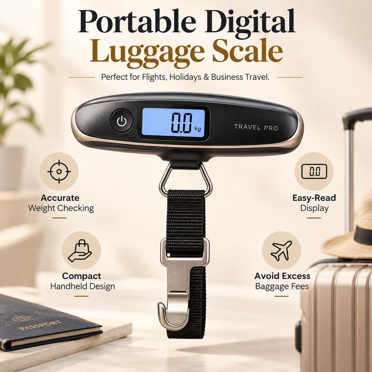 ⚖️✨ SWEEIM Portable Digital Luggage Scale | Accurate Weight Checking for Suitcases & Travel Bags | Compact Handheld Design with Easy-Read Display | Helps Avoid Excess Baggage Fees | Perfect for Flights, Holidays & Business Travel