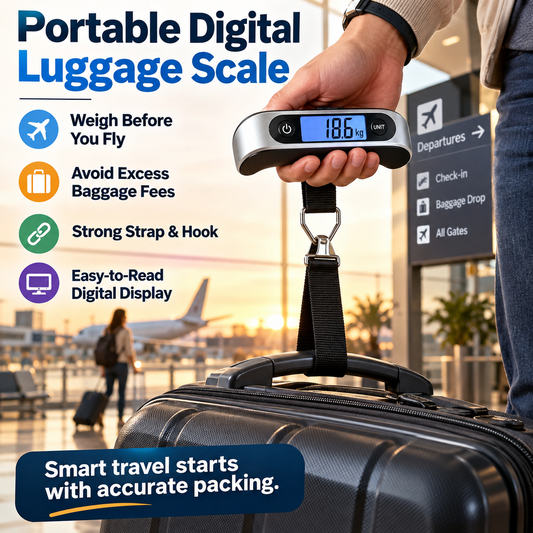 ⚖️✨ SWEEIM Portable Digital Luggage Scale | Accurate Weight Checking for Suitcases & Travel Bags | Compact Handheld Design with Easy-Read Display | Helps Avoid Excess Baggage Fees | Perfect for Flights, Holidays & Business Travel