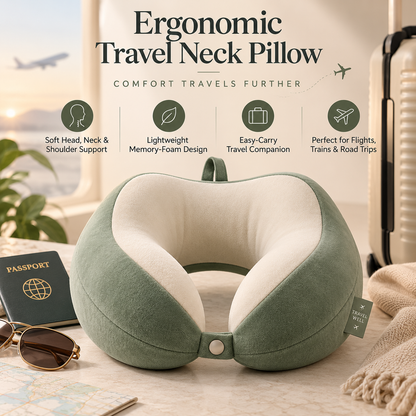 ✈️✨ SWEEIM Ergonomic Travel Neck Pillow | Soft Support for Head, Neck & Shoulder Comfort | Lightweight Memory-Foam Design for Long Journeys | Easy-Carry Travel Companion | Ideal for Flights, Trains, Road Trips & Daily Commuting