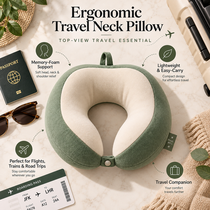 ✈️✨ SWEEIM Ergonomic Travel Neck Pillow | Soft Support for Head, Neck & Shoulder Comfort | Lightweight Memory-Foam Design for Long Journeys | Easy-Carry Travel Companion | Ideal for Flights, Trains, Road Trips & Daily Commuting