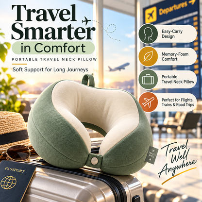 ✈️✨ SWEEIM Ergonomic Travel Neck Pillow | Soft Support for Head, Neck & Shoulder Comfort | Lightweight Memory-Foam Design for Long Journeys | Easy-Carry Travel Companion | Ideal for Flights, Trains, Road Trips & Daily Commuting