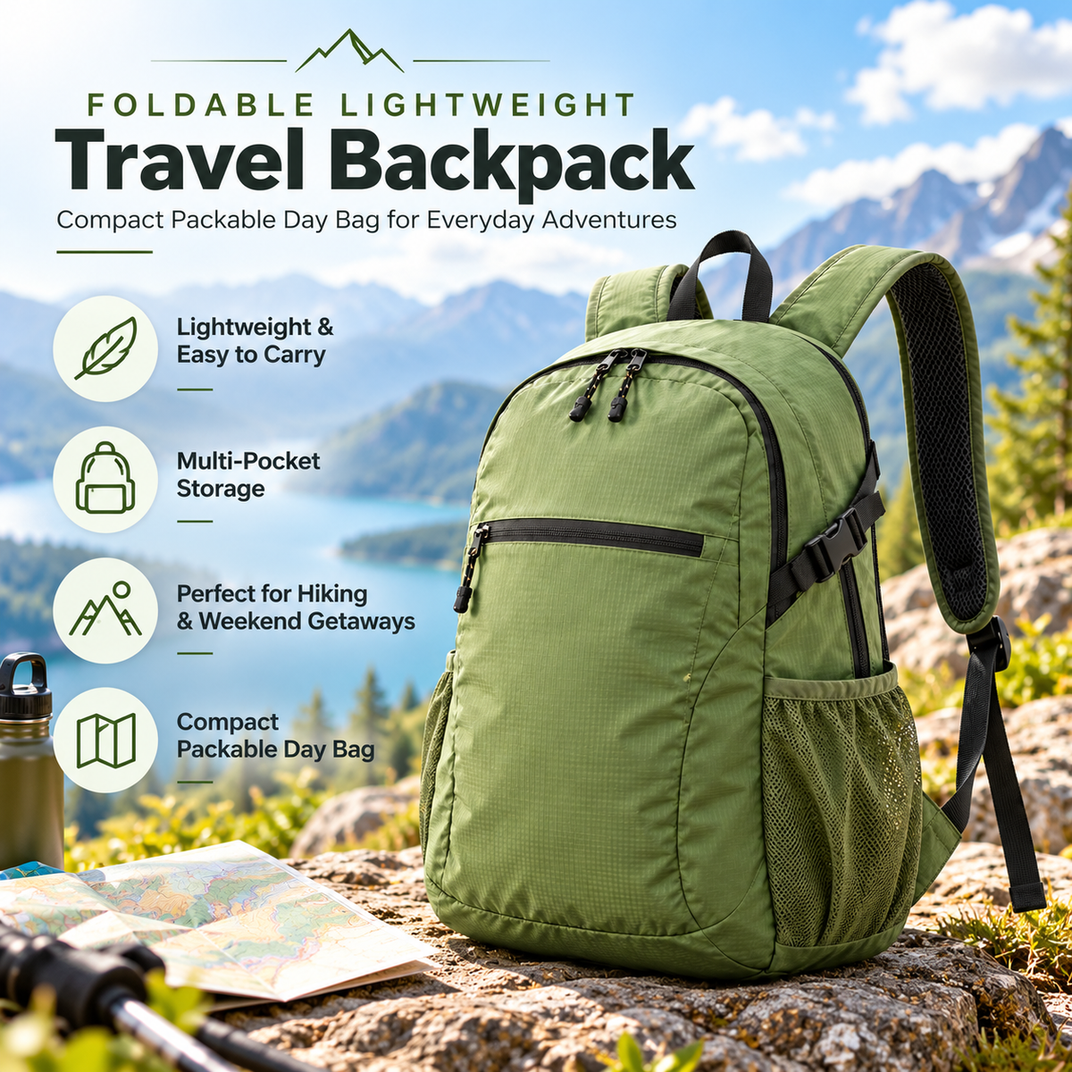 🎒✨ SWEEIM Foldable Lightweight Travel Backpack | Compact Packable Day Bag for Everyday Adventures | Spacious Multi-Pocket Storage & Comfortable Carrying | Easy-Fold Space-Saving Design | Perfect for Trips, Hiking, Shopping & Weekend Getaways