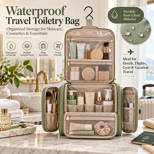 🧴✨ SWEEIM Waterproof Travel Toiletry Bag | Organized Storage for Skincare, Cosmetics & Bathroom Essentials | Multi-Compartment Hanging Design for Easy Access | Durable Easy-Clean Material | Ideal for Hotels, Flights, Gym & Vacation Travel