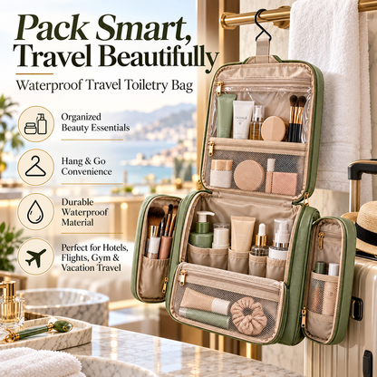 🧴✨ SWEEIM Waterproof Travel Toiletry Bag | Organized Storage for Skincare, Cosmetics & Bathroom Essentials | Multi-Compartment Hanging Design for Easy Access | Durable Easy-Clean Material | Ideal for Hotels, Flights, Gym & Vacation Travel