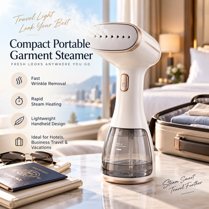 👔✨ SWEEIM Compact Portable Garment Steamer | Fast Wrinkle Removal for Clothes on the Go | Lightweight Handheld Design with Rapid Steam Heating | Easy to Pack & Simple to Use | Ideal for Hotels, Business Travel & Vacations