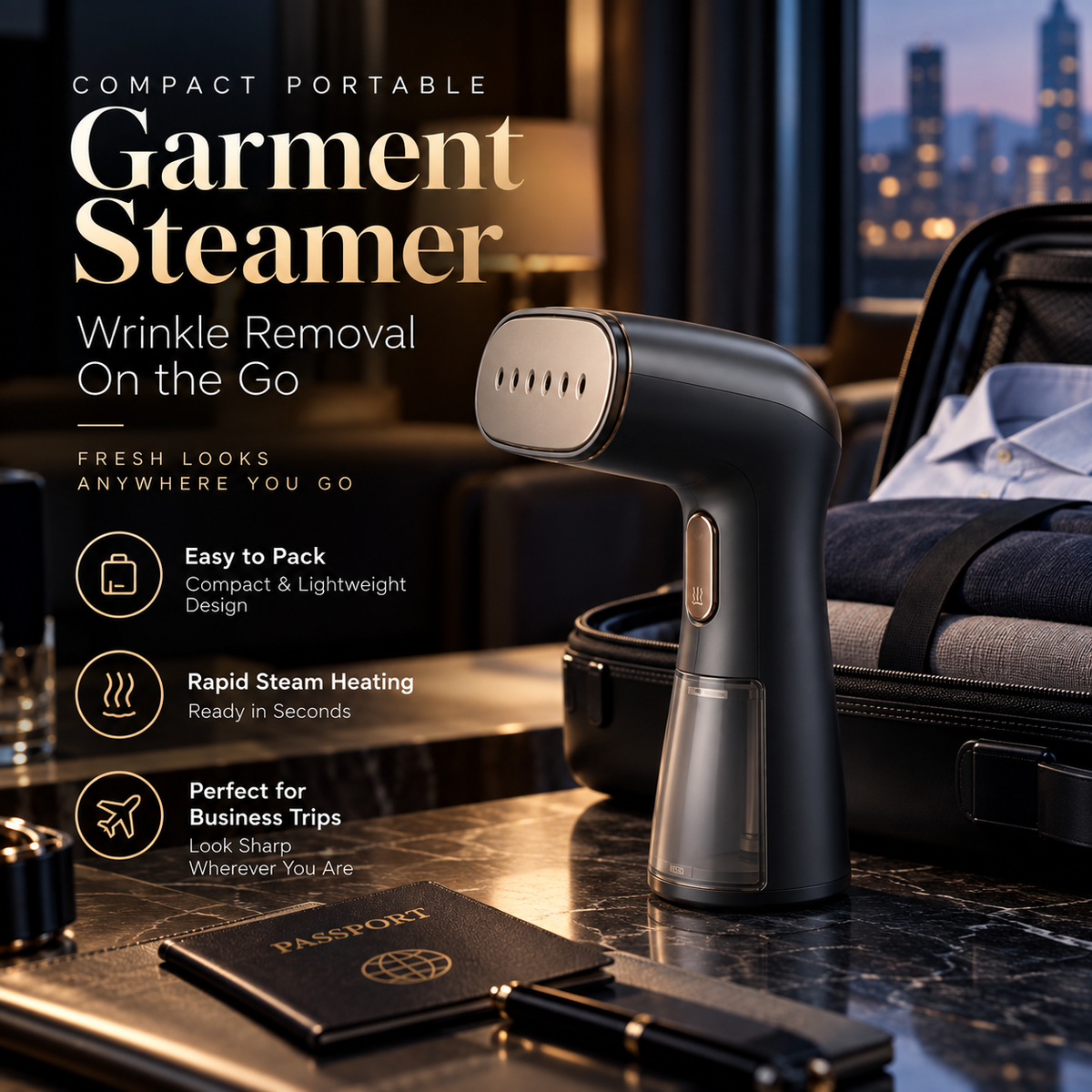 👔✨ SWEEIM Compact Portable Garment Steamer | Fast Wrinkle Removal for Clothes on the Go | Lightweight Handheld Design with Rapid Steam Heating | Easy to Pack & Simple to Use | Ideal for Hotels, Business Travel & Vacations