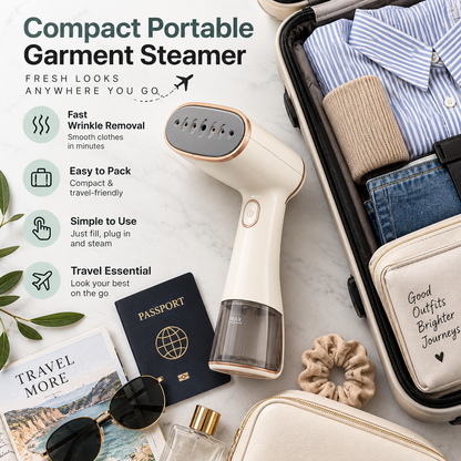 👔✨ SWEEIM Compact Portable Garment Steamer | Fast Wrinkle Removal for Clothes on the Go | Lightweight Handheld Design with Rapid Steam Heating | Easy to Pack & Simple to Use | Ideal for Hotels, Business Travel & Vacations