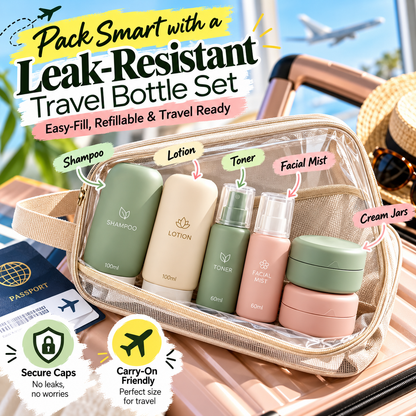 🧴✨ SWEEIM Leak-Resistant Travel Bottle Set | Refillable Containers for Shampoo, Lotion & Toiletries | Compact TSA-Friendly Design with Secure Caps | Easy-Fill & Easy-Clean Reusable Bottles | Perfect for Flights, Hotels & Weekend Trips
