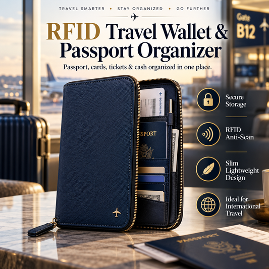 🛂✨ SWEEIM RFID Travel Wallet & Passport Organizer | Secure Storage for Passport, Cards, Tickets & Cash | Multi-Compartment Anti-Scan Design | Slim Lightweight Travel Document Holder | Ideal for International Trips & Airport Travel