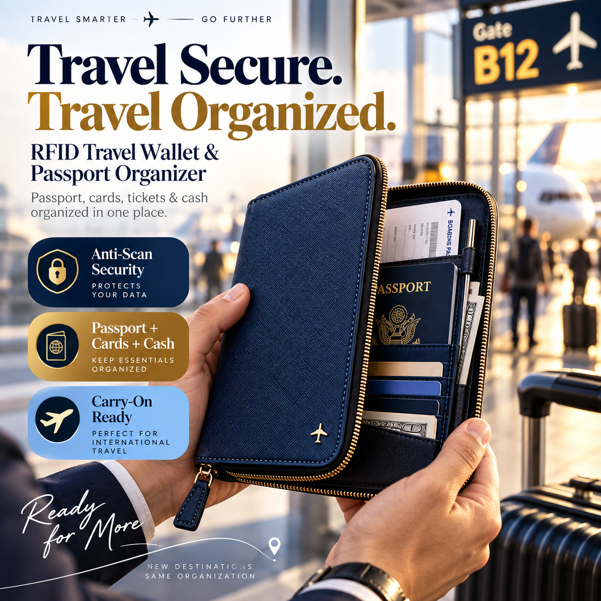 🛂✨ SWEEIM RFID Travel Wallet & Passport Organizer | Secure Storage for Passport, Cards, Tickets & Cash | Multi-Compartment Anti-Scan Design | Slim Lightweight Travel Document Holder | Ideal for International Trips & Airport Travel